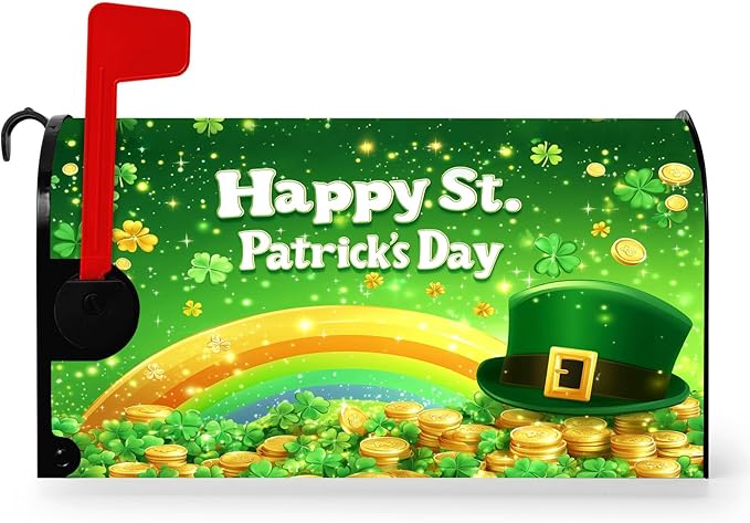 Nanikore St. Patrick's Day Mailbox Covers Spring Green Shamrock Mailbox Covers Magnetic Standard Size 21x18 Inches for Outdoor Garden Yard Decor (St. Patrick's Day8)