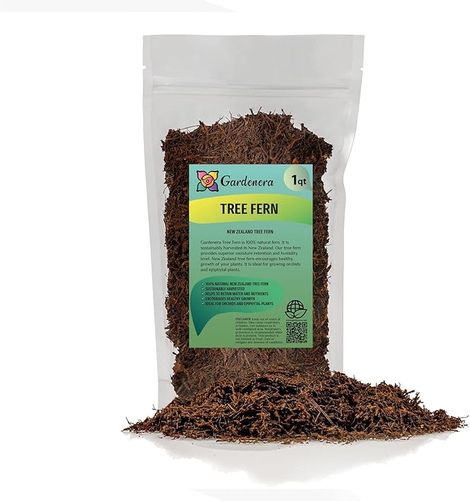 GARDENERA's Premium New Zealand Tree Fern - 1 Quart - Growing Medium for Orchids and Epiphytes | Provides Optimal Drainage and Aeration