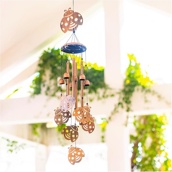 Ladybug Wind Chimes for Outside,Ladybug Gifts for Women Men/Memorial Gifts/Birthday Gift Metal windchimes Outdoors/Indoors,Garden Decor,Patio,Home,Porch,Yard Decorations