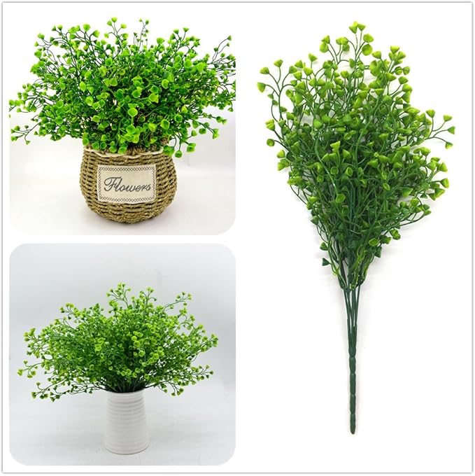 CATTREE Artificial Shrubs Bushes, Plastic Fake Green Plants Wedding Indoor Outdoor Home Garden Verandah Kitchen Office Table Centerpieces Arrangements Christmas Decoration - Green 4 pcs
