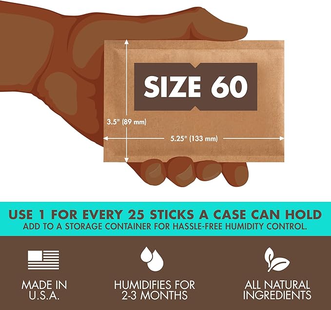 Boveda 75% Two-Way Humidity Control Packs – Size 60 – 20 Pack – Fix Major Moisture Loss in Non-Plastic Humidifier Boxes – Moisture Absorbers – Humidifier Packs – Hydration Packets in Resealable Bag