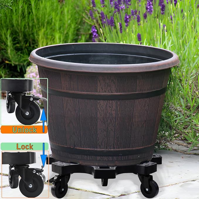 20 Inch Plant Caddy with Wheels Heavy Duty Outdoor,Indoor Rolling Plant Stand with 3inch Casters Black Heart Shaped Plant Dolly Large Potted Planter Cart for Big Flowerpots Plants Pots