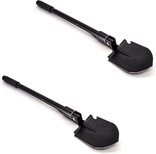 Emergency Zone 12-in-1 Collapsible Folding Shovel | Military 19.5 Inch Survival Shovel | Multitool with Carrying Case | Great for Hiking, Camping, Backpacking, Gardening, to Keep in Your Car | 2 Pack