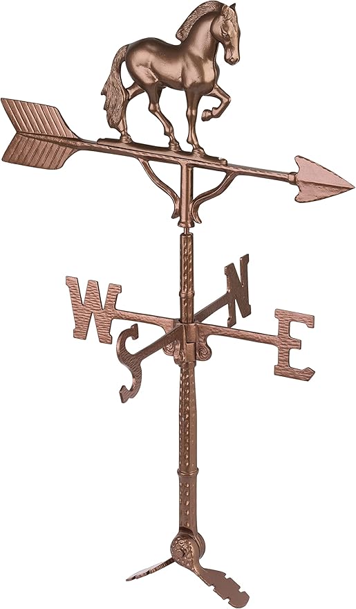 Montague Metal Products - Aluminum 3D Horse Weather Vane - Wind Vane Roof Metal Decor - Mount Included (4 to Choose from) - Made in The USA - Hand Cast Aluminum (Oil Rubbed)