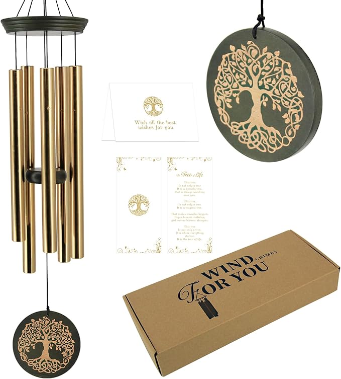 Wind Chimes for Outside, 30 Inch Memorial Windchimes for Loss of Loved One Engrave Tree of Life, Sympathy Wind Chimes Gifts, Garden Home Yard Hanging Decor