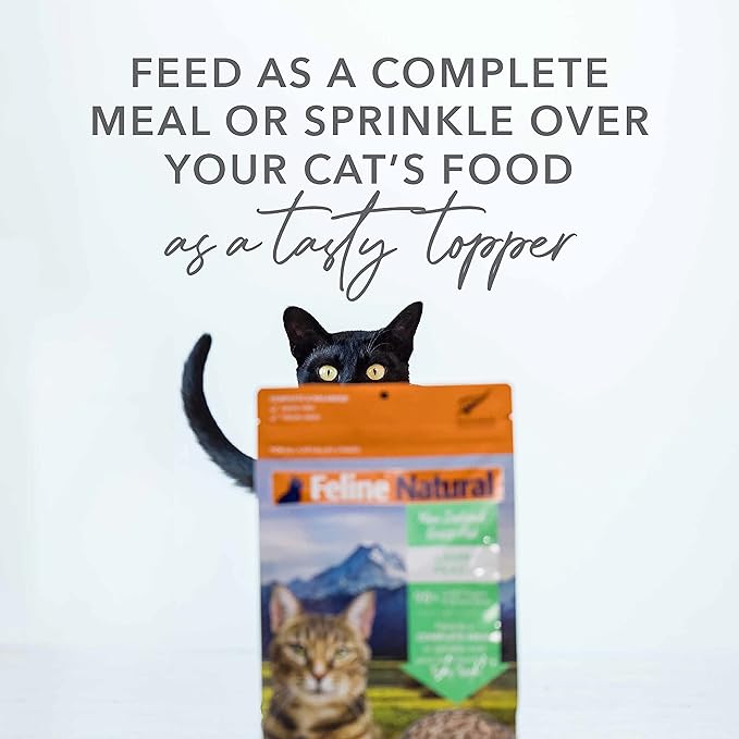 Feline Natural High Protein Dry Cat Food, Freeze-Dried Diet with 98% Meat, Organs & Seafood, No Peas, Grains, or Artificial Additives, Made in New Zealand, Lamb & King Salmon, 3.5oz (Pack of 2)