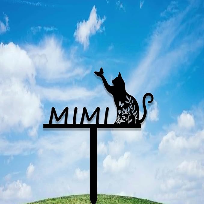 Custom Cat Memorial Stake Sign Metal Cat Grave Marker Cat Garden Decor Remembrance Stake Personalized Cat Name Yard Stake Pet in Heaven Loss of Cat Sympathy Gift