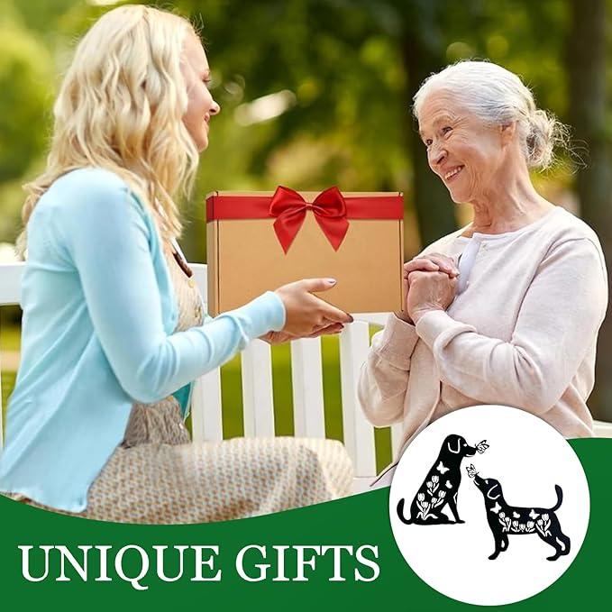 Upriver 2 Pack Metal Dog Decorative Garden Stakes, Weather Resistant Dog Silhouette Statues for Garden Patio Yard Art Outdoor Decor Lawn Ornaments, Labrador Gifts for Pet Lovers