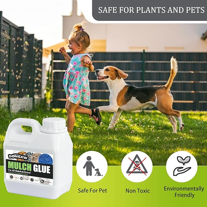 Mulch Glue for Landscaping, Easy Hold Rock Glue for Landscaping, Fast Drying Landscape Mulch Stone Glues for Rocks Binder, Non-Toxic Strong Mulches Binder Pea Gravel Lock - 32oz