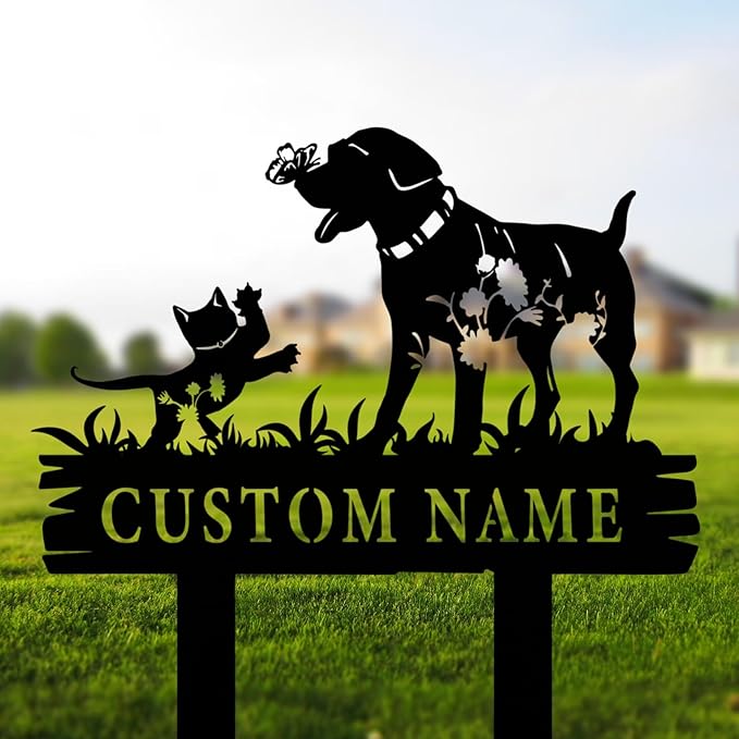 Custom Cat and Dog Garden Stake,Personalized Pet Stake Sign,Custom Cat Dog Stake Art Sign,Garden Stake Sign,8-24inches
