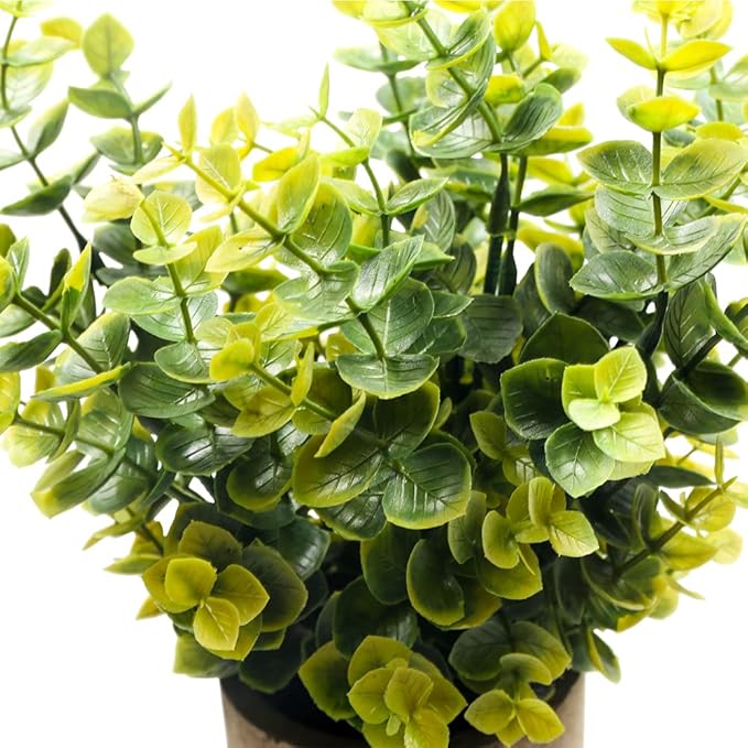 Mini Potted Plants Artificial Flocked Eucalyptus Greenery in Pots Faux Potted Herbs Small Houseplants for Indoor Outdoor Greenery Tabletop Decoration Centerpiece, Garden,Farmhouse (1)