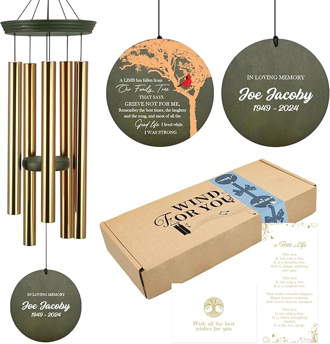 ASTARIN Wind Chimes Outdoor for The Loss of Mom Dad, Personalized Customized WindChimes for Loss of Loved One, Memorial Wind Chime as Sympathy Gift, Home Garden Patio Décor, 36''(Produced in USA)