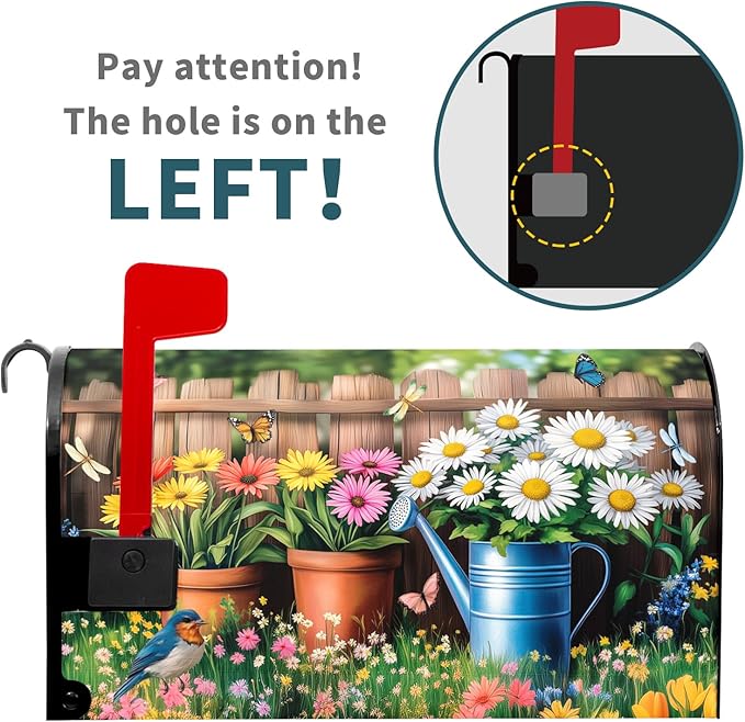 Spring Flowers Magnetic Mailbox Cover Bird Floral Mailbox Covers Magnetic Standard Size 21 X 25.5 Inch Sunflower Mailbox Post Cover Mailbox Wraps Mailbox Decor for Home Garden Outdoor Yard