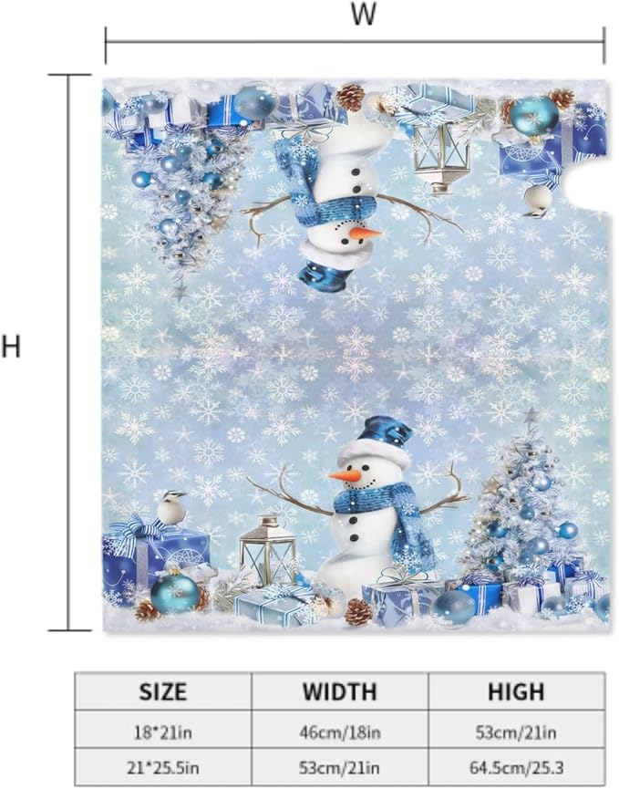 Winter Snowman Mailbox Cover Magnetic 25.5"x21" Oversize Blue Christmas Tree Balls Xmas Snowflakes Mailbox Wrap Post Cover Decor for Yard Garden Home Outdoor Holiday New Year