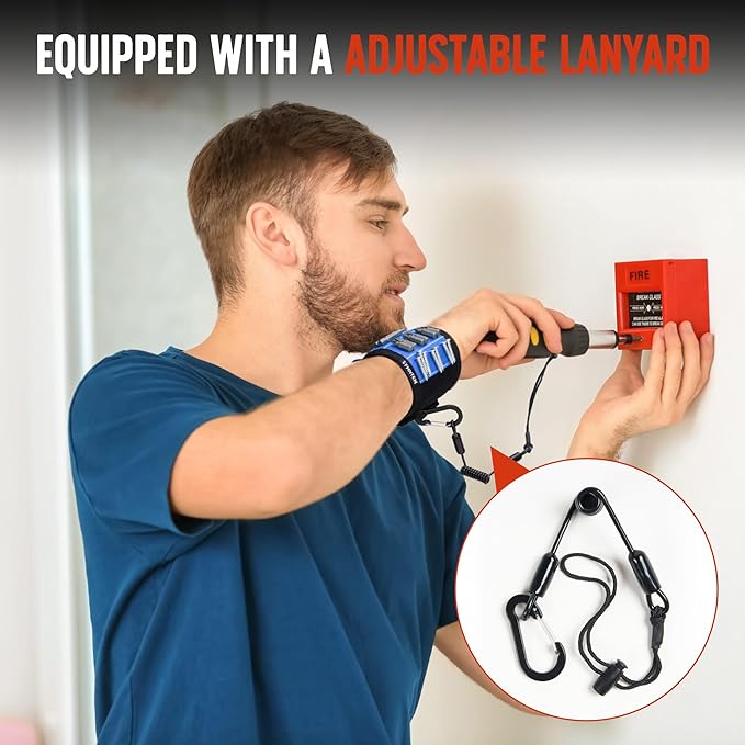 Gifts for Dad, Lanyard Magnetic Wristband for Tools, Birthday Gifts for Men, Lightweight 1680D Double Oxford Fabric, 12 Super Strong Magnets, Gifts for Men, Women, Blue
