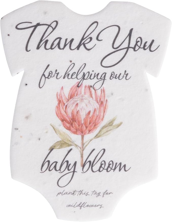 Onesie Seed Paper – 15Pcs Protea Baby Shower Favors for Guests with Wildflower Seeds, Writable & Plantable, Baby Shower Gifts for Guest