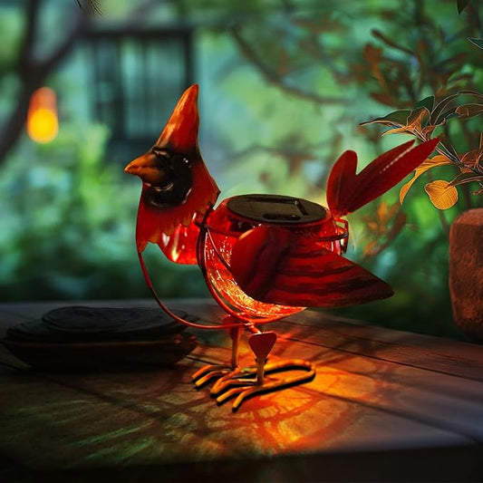 HONGLAND Cardinal Solar Garden Lights Outdoor Decor, Red Bird Figurine Garden Statue Cute Decorations for Pathway Yard Art Lawn Ornaments Mom Grandma Women