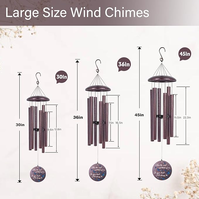 ASTARIN Memorial Butterfly Deep Tone Wind Chimes Personalized, (Printing in USA) Sympathy Remembrance Gifts for Loss of Mom Dad, Bereavement Gifts for Condolence Funeral, Garden Decoration