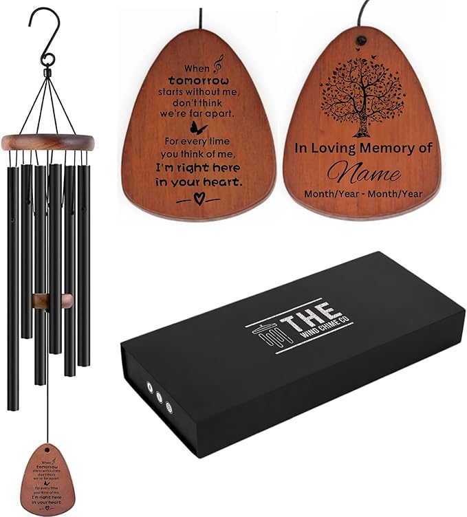 32" Personalized Memorial Wind Chimes, Sympathy Wind Chimes Gift for The Loss of A Loved one, Home Decor Outdoor Garden, Soothing Melodic Tones with Mute Option.