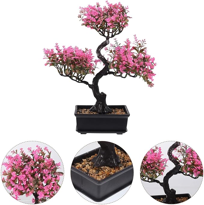 Cabilock Artificial Bonsai Tree Realistic Plastic Bonsai Plant Small Faux Tree for Indoor Home Decor Office Desk Windowsill Display