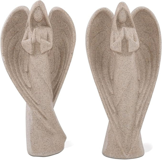 SIMON'S SHOP Angel Statues 9'' Tall, Garden Praying Angel Figurines, Indoor Angels Sculptures for Entryway Table Mantel Bookshelf Decor, Sympathy Remembrance Gifts - 2 Pack