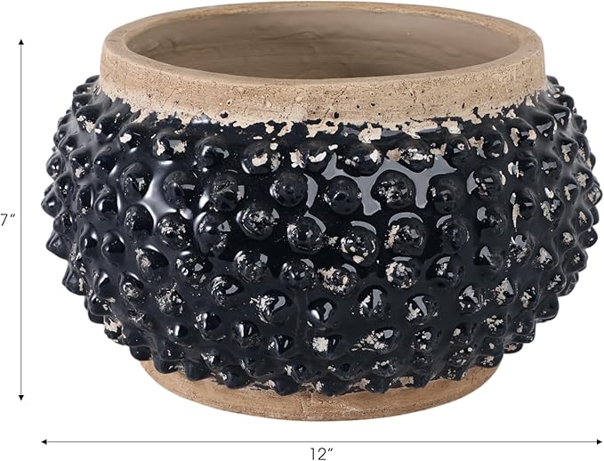 Flower Pots and Planters for Home Decor – Textured Pot for Indoor and Outdoor Display – Unique Design That Enhances House, Garden, and Patio Decor – Bring Style to Every Space – 7" Black & Brown