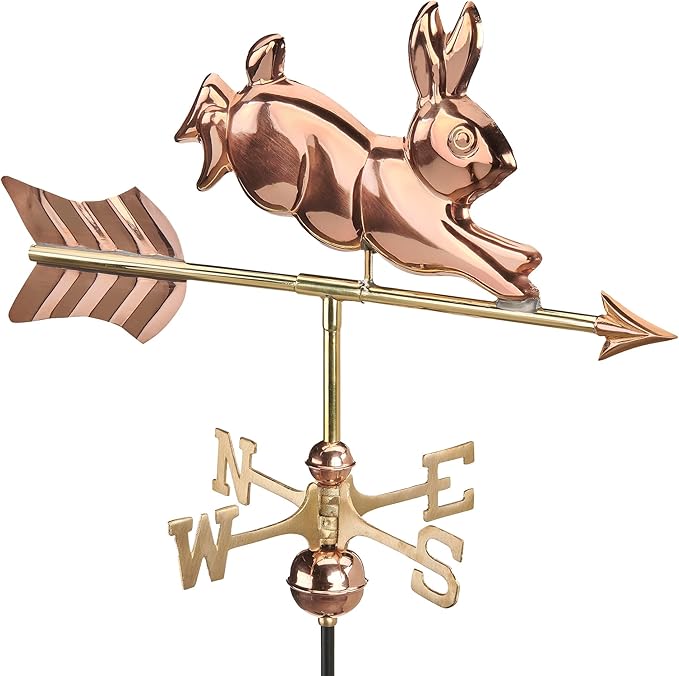 Good Directions Rabbit Garden Weathervane, Polished Copper, Includes Garden Pole