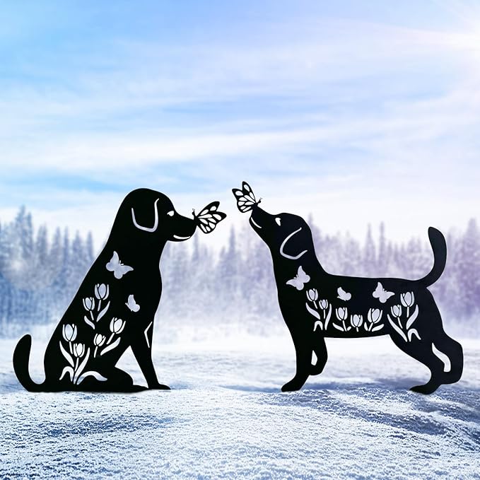 Dog Metal Decorative Garden Stakes Labrador Dog Gifts for Women/Men Animal Silhouette Statues for Yard Art, Outside, Patio, Outdoor Decor, Garden Decorations, Lawn Ornaments