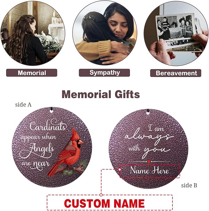ASTARIN 36" Large Deep Tone Personalized Name Sympathy Wind Chimes, (Printing in USA) Cardinal Memorial Wind Chime for Loss of Mother Father Loved One, Bereavement Condolence Gifts Decor Outdoor
