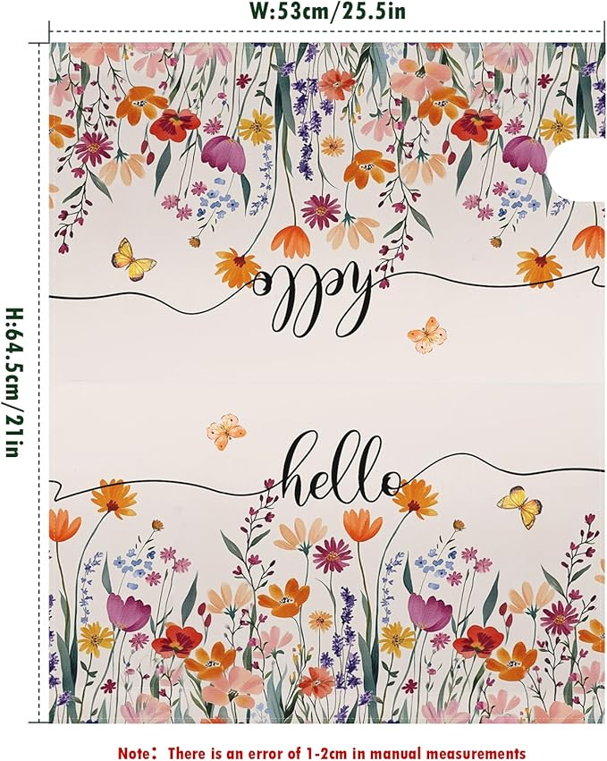 Hello Floral Mailbox Cover Summer Orange Flower Mailbox Covers Magnetic 25.5x21 inch Fall Watercolor Flowers Post Letter Box Cover Home Decor Outdoor Yard Decoration for Garden