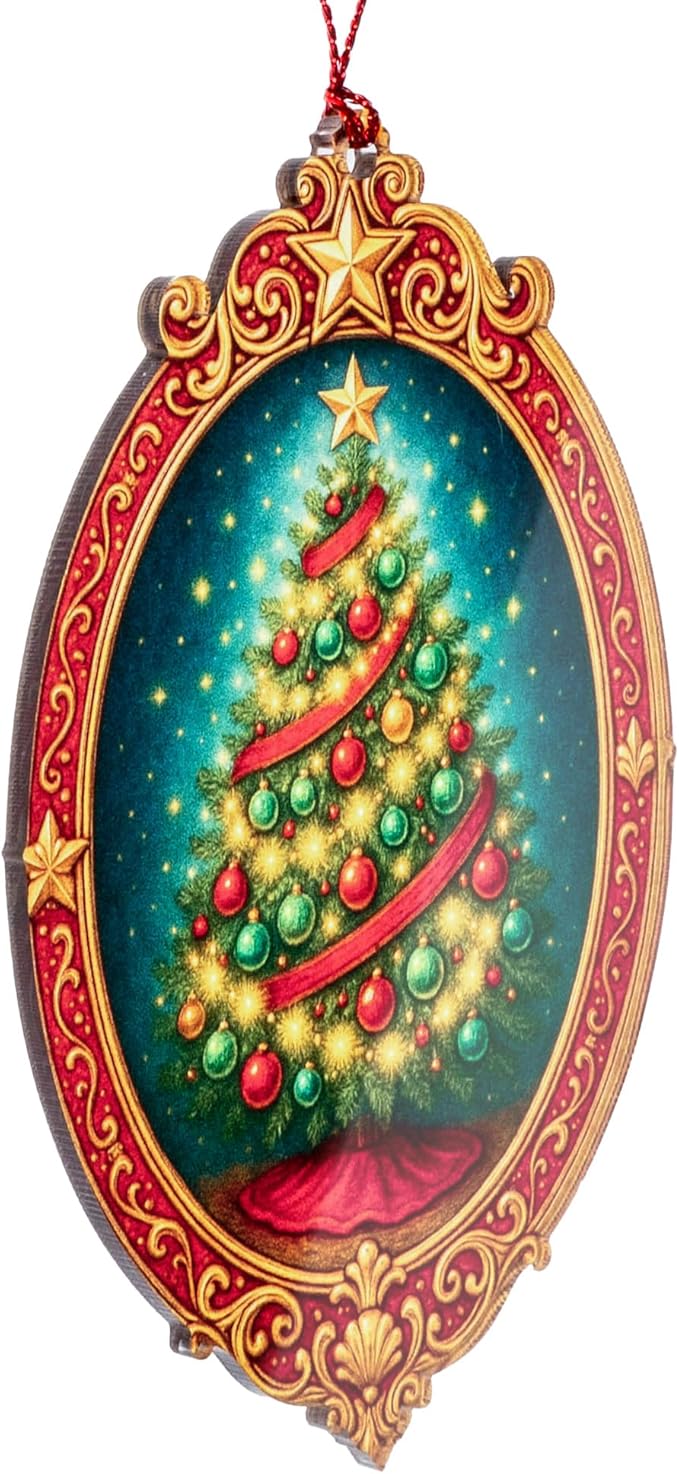 Christmas Ornament 2025 - Vintage Christmas Tree Ornament - Art Ornaments - Acrylic Xmas Ornaments- Suncatcher Effect Stained Glass Window Hanging - car Hanging Accessories