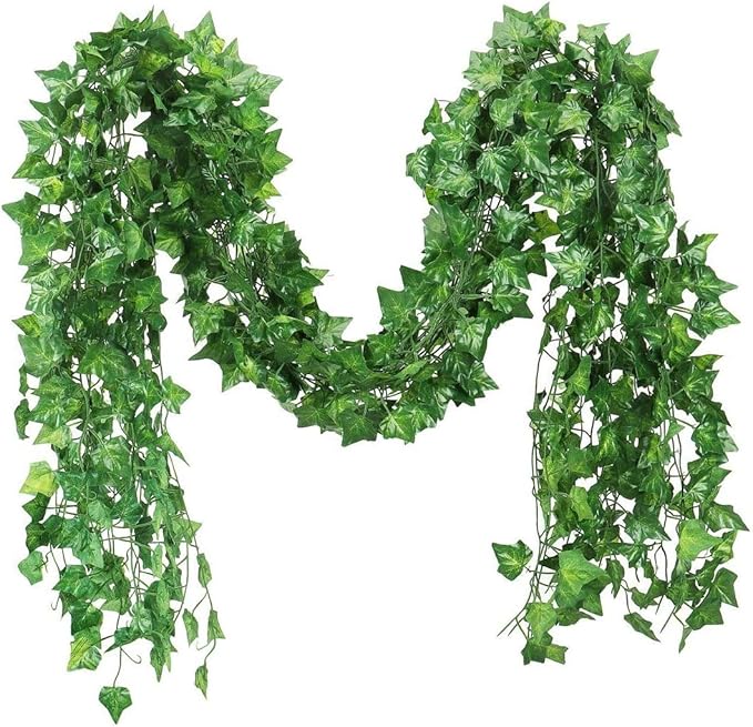 Unilove 84 feet 12 Pack Fake Vines Artificial Ivy Leaves Plants Hanging Greenery Plant Garland for Bedroom Office Wall Decor Indoor Outdoors (84Ft Ivy Leaves)