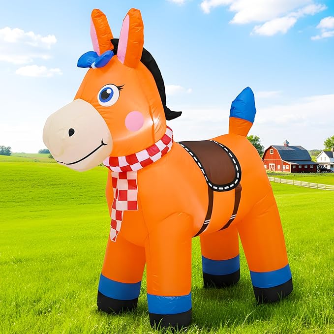 4FT Christmas Spring Farm Ranch Cute Farm Donkey Inflatable Blow up Decoration with LED Light Indoor Outdoor Yard Graden Lawn Party Holiday Decor
