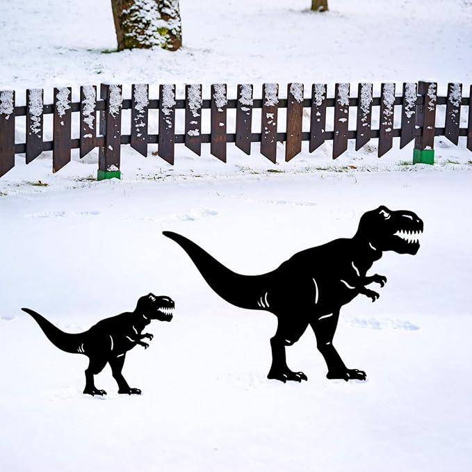 Dinosaur Metal Decorative Garden Stakes Dinosaur Gifts for Women Men Mom Birthday Gifts T. rex Silhouette Statues for Garden Decor, Yard Art, Patio, Outside, Lawn Ornaments, Outdoor Decorations