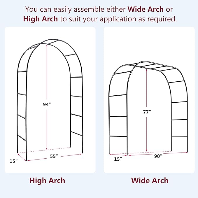 78" H x 45" W Metal Garden Arch Trellis, Wedding Arch,Adjustable Arbor Trellis for Garden Climbing Plants Support or Wedding Decor