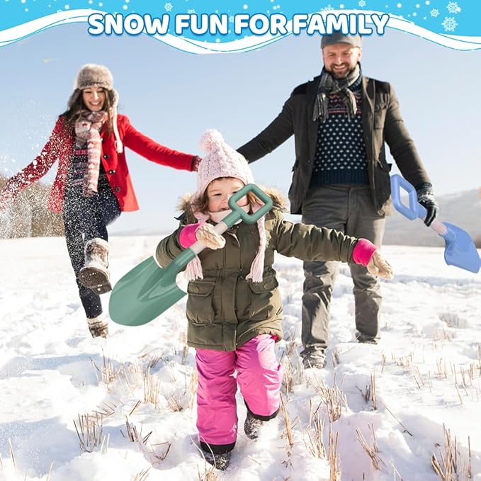 Dilabnda Kids Beach Sand Shovels, 16inch/40cm Sand Shovels for Garden, Large Beach Snow Spade Scoop for Kids Toddlers, Long Handle Plastic Wooden Shovel for Shoveling Digging Snowing (3PCS)