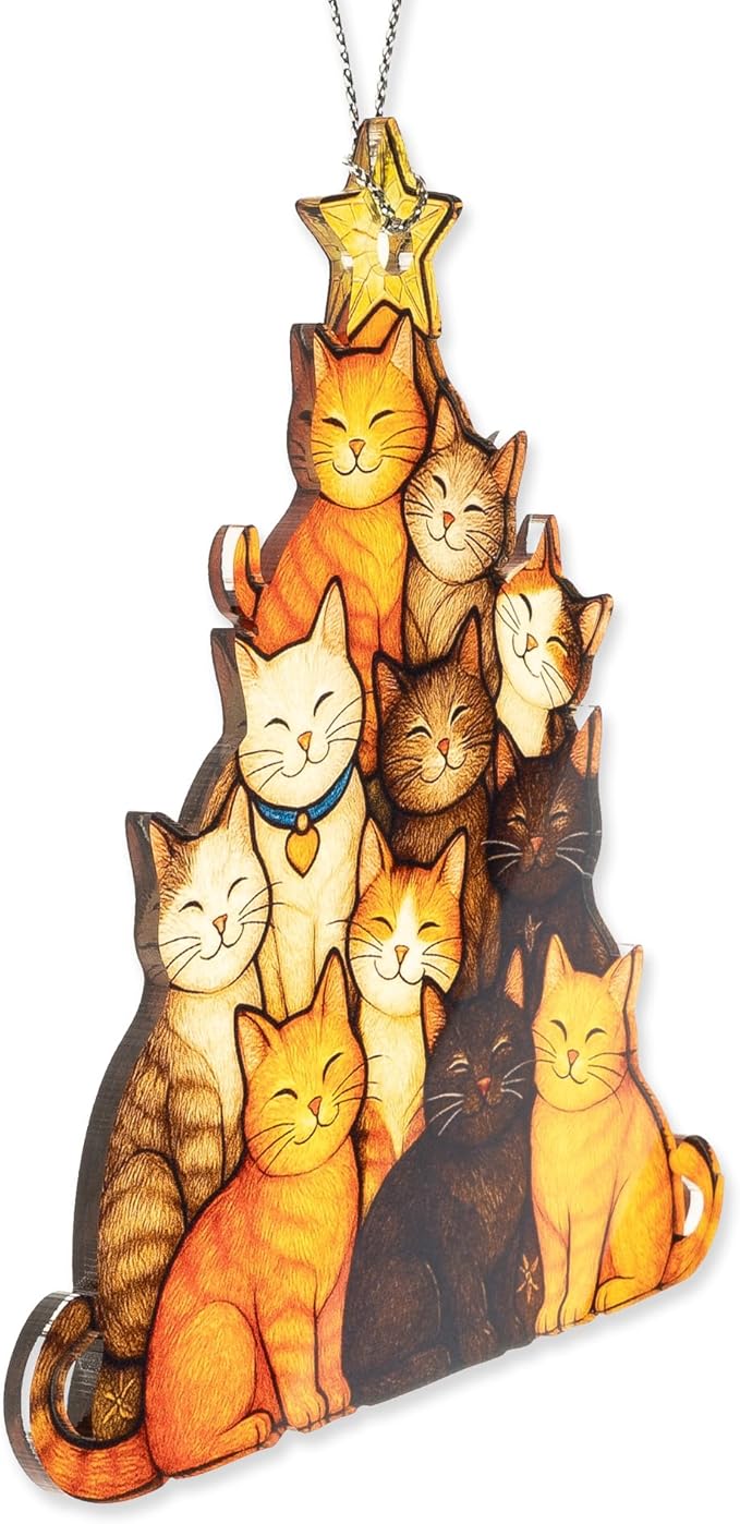 Funny Christmas Cat ornaments 2025 - Cat christmas ornament - Cat ornaments for christmas tree - Gray Orange Tuxedo cat for christmas decor - Funny Christmas ornaments 2025 - Christmas Decoration