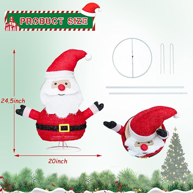Lighted Santa Claus Holiday Display, Collapsible Pre Lit Pop Up Santa Claus Christmas Decoration for Indoor Outdoor Garden Yard Lawn Holiday Party Decor