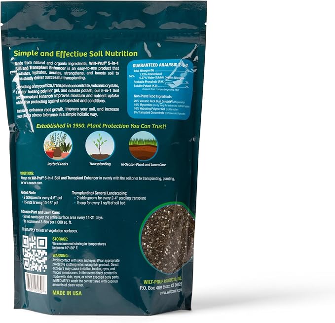 Wilt-Pruf® 5-in-1 Soil Enhancer | Naturally Strengthens Roots | Increases Plant Stress Tolerance| Improves Moisture Retention (2 lb Bag)