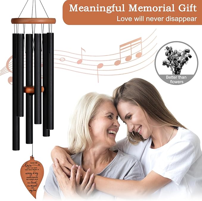 Memorial Wind Chimes w/Leaf Pendant, Sympathy Gifts for Loss of Loved One, Bereavement Gift Condolence Funeral Gifts for Loss of Mother Father