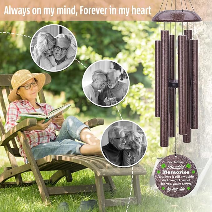 Personalized Memorial Wind Chime, Sympathy Wind Chimes for Loss of Loved One, Bereavement & in Memory Wind Chimes, Sympathy Gifts in Memory of Father, Mother or a Loved One, Product in USA