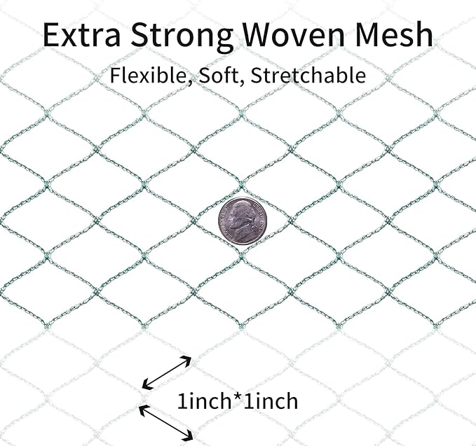 Bird Netting 20'x40' with 1" Square Mesh Bird Net Garden Netting for Chicken Coop, Aviary, Deer Fence, Chicken Netting Fruit Tree Netting