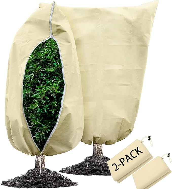 2-Piece Set of Tree Covers for Winter, 7.87 x 98.4 Inch Plant Frost Protection Covers, with Zipper and Drawstring Outdoor Winterizing Plant Blankets.