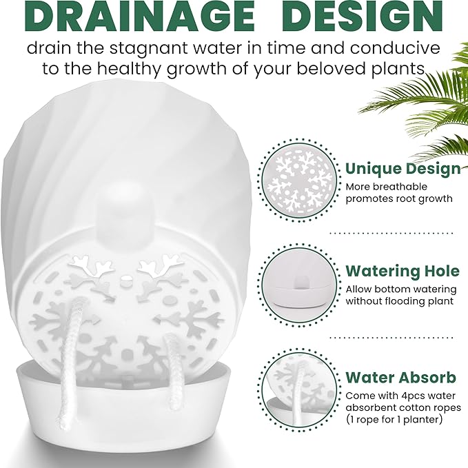 Plant Pots with Drainage, Self Watering Pots for Indoor Plants, Home Decor Flower Planters, 4 Pack 6 Inch Plastic Planters Succulent Pots, Mix Color
