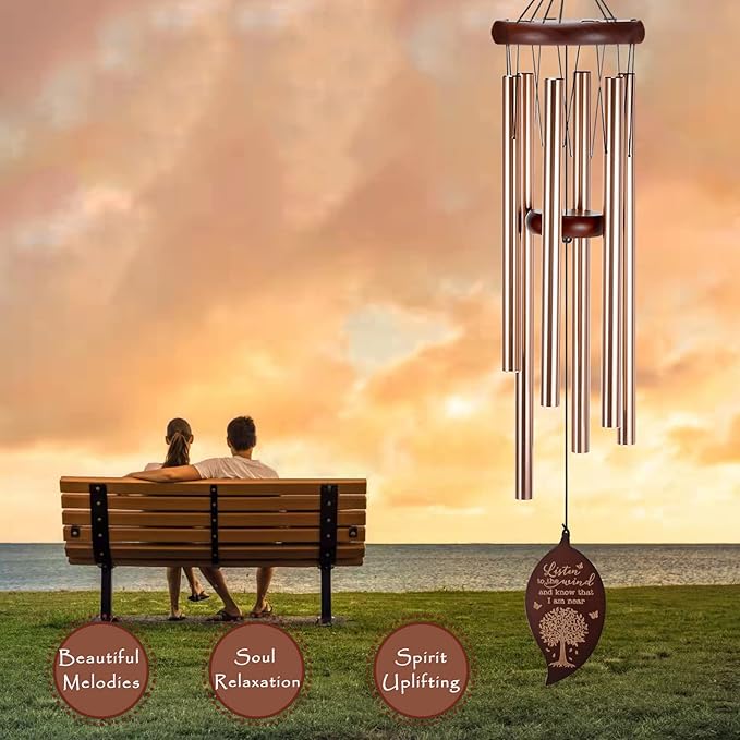 Memorial Wind Chimes with Engraved Tree of Life, 32" Sympathy Wind Chime for Loss of Loved One Prime, Sympathy/Remembrance Gifts,Outdoor Clearance for Home & Garden Decor