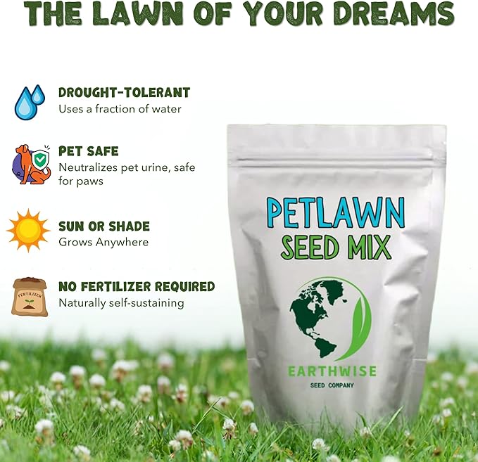 Earthwise PetLawn Seed Mix - 1 lb - Covers 400 sq. ft. (Bare) / 1000 sq. ft. (overseed)