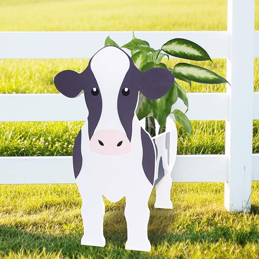 Cow Planter, Cute Animal Shape Flower Planters, Plant Pots for Indoor/Outdoor Garden Decor, Unique Gifts/Souvenirs for Pet Lovers (Dairy Cow 2D)
