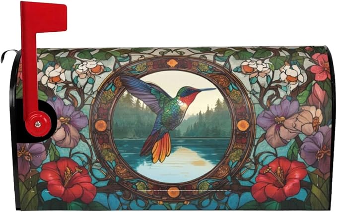 Spring Hummingbird Mailbox Covers Magnetic Letterbox Covers 21x18 Inch for Garden Outdoor Decoration