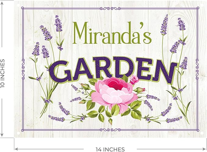 Custom Garden Sign, Christmas Present, Personalized Name/Text for Backyard Décor Sign, 10x14 Inches, Rust Free .040 Aluminum, Fade Resistant, Made in USA by Sigo Signs