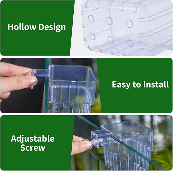 Aquarium Plant Holder,2Pack Transparent Hanging Pot for Fish Tank Aquatic Plant Cultivation and Aquascape Decorations Planter Cups with Hook and Screws